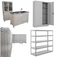 Gabinetes, estanterías, lockers y mobiliario médico metálico. 